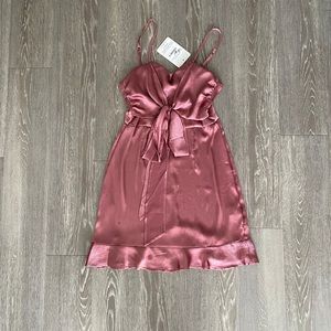 Pink satin mini dress